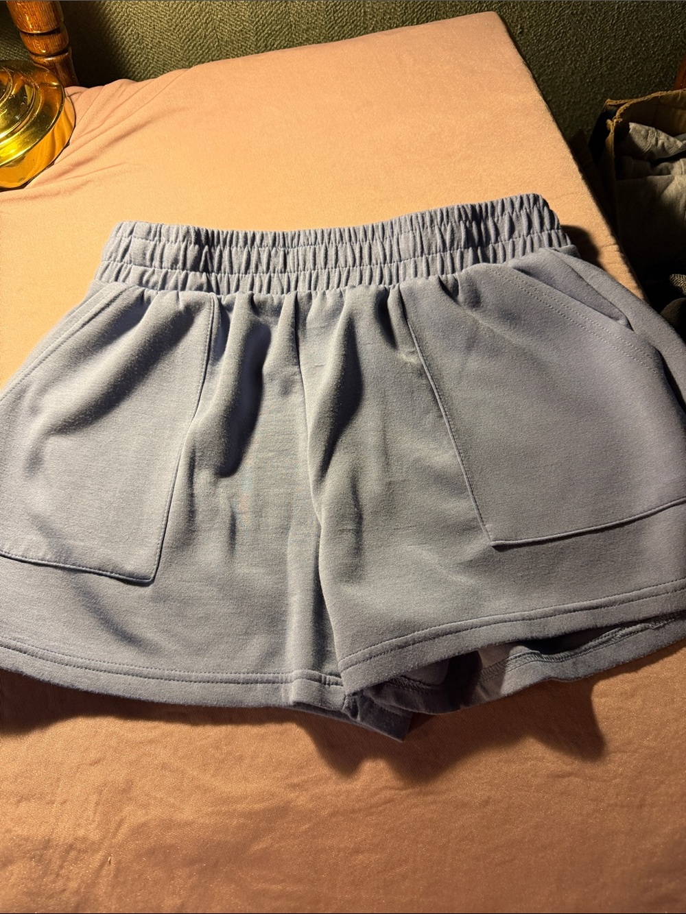 Women's Elastic Waist Athletic Shorts in Light Blue